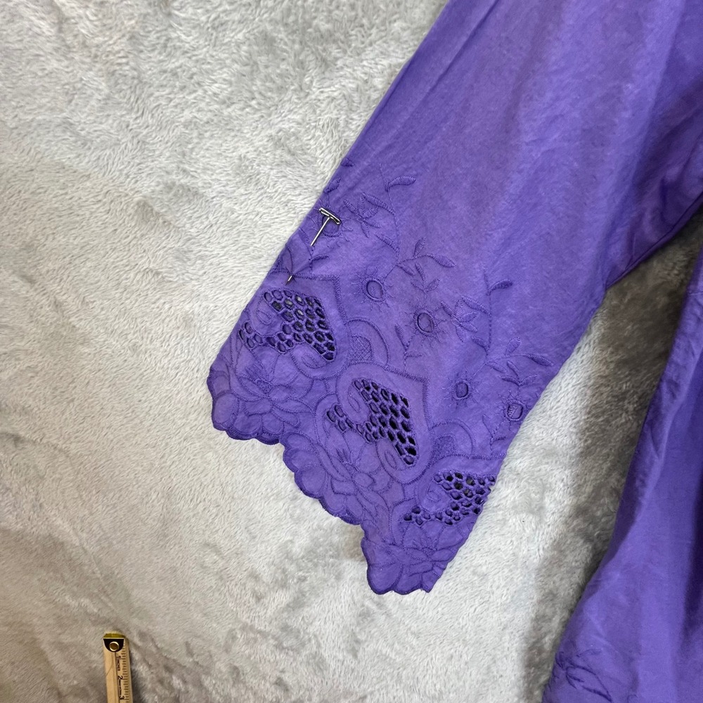 Venus Purple Boho Eyelet Lace Crochet Tunic Sz 14 Cottagecore Hippie Coastal - Picture 3 of 9